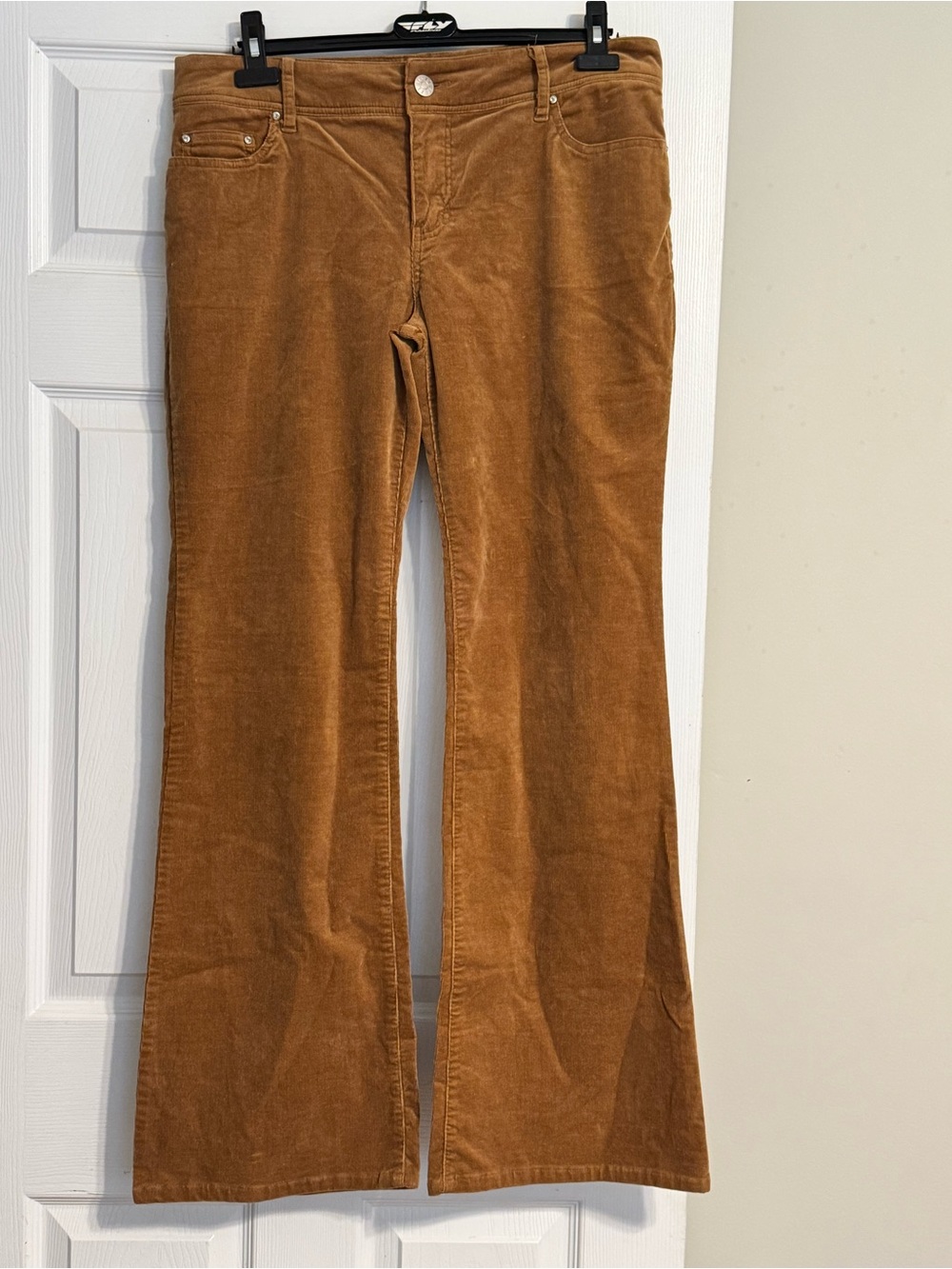Iris Premium Brown Camel Plush Corduroy Embellished Pocket Y2K Style Pants Sz 15